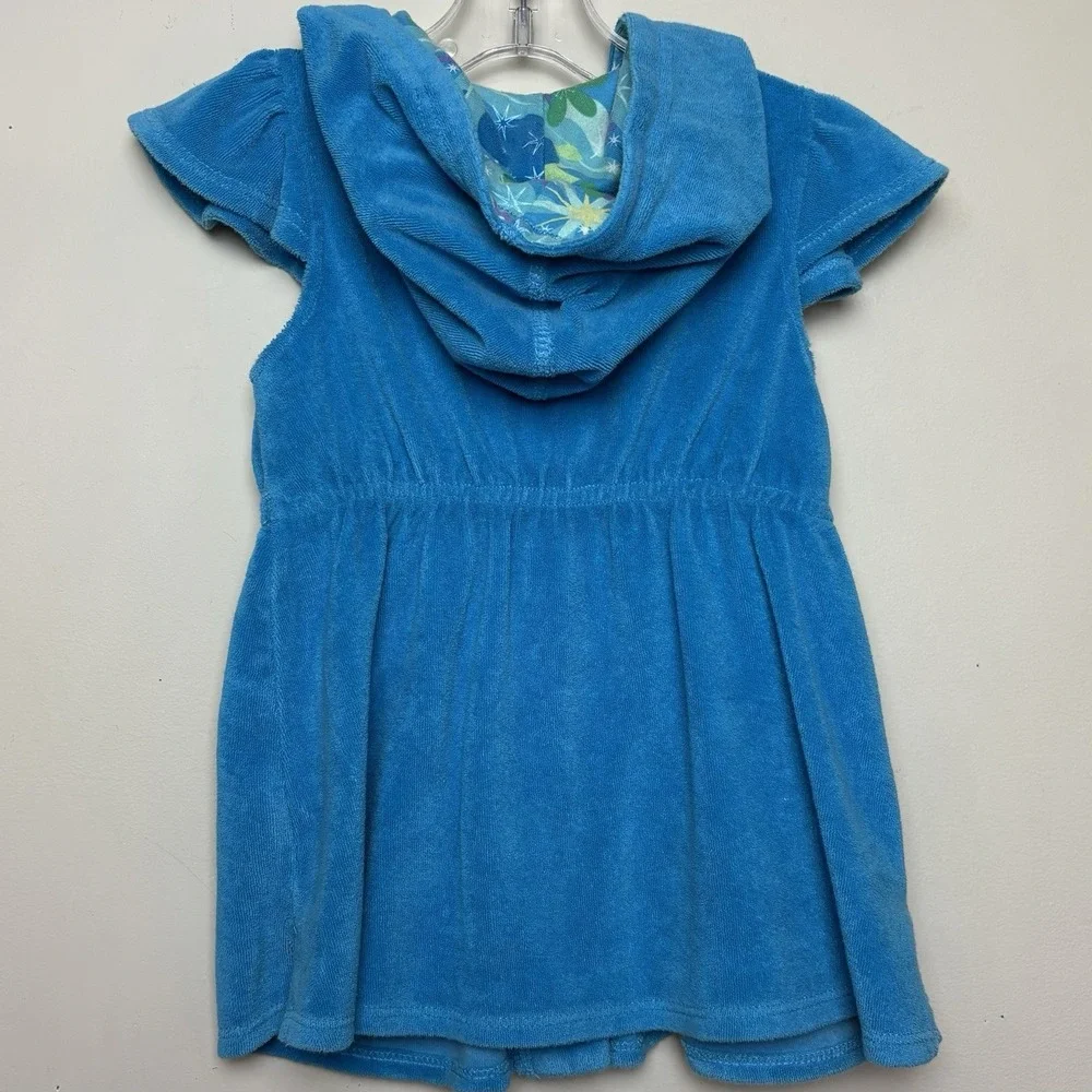 Disney Store Tinkerbell Swim Cover Up Girls XXS Size 2/3 Blue Terry Hood Zip‎